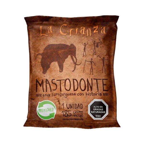 Hamburguesa mastodonte LA CRIANZA 185gr.-40 unid. x caja.-Precio por Caja.