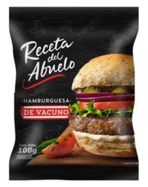 Hamburguesa Vacuno RECETA DEL ABUELO 100gr.-42 unid. x caja.- Precio por Caja.